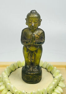 Ai Kai Hin Kru Hot Handmade Stone Quartz Statue Wealth Kuman Thong Magic Amulet