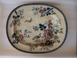 Signed 19 Inch Antique Chinoiserie Blue And White Platter Charger Plate Imari