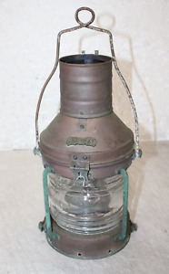Vintage Antique Copper Brass Maritime Anchor Lantern Oil Lamp