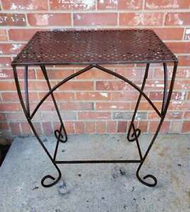 Vintage Wrought Iron Plant Stand Fern Stand Brown Basket Weave Top
