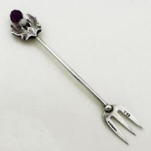 Antique Scottish Thistle Pickle Fork Sterling Silver Early 20th Century