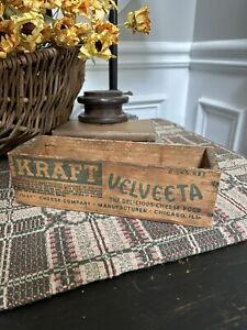 Antique Wooden Old Kraft Cheese Box Collectible Primitive Vintage Country