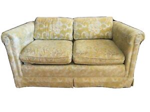 Vintage Love Seat Sofa Sette Couch Light Green Velour W Floral Paisley Design
