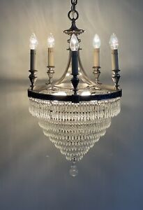 Majestic Antique French Victorian Crystal Wedding Cake Tier Chandelier Tassel