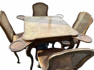 Collector S Edition By Baker Solid Oak French Game Card Table And Chairs Set