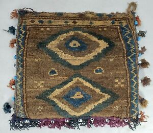 Antique Pillow Oriental Rug Carpet Bag Face With Beads
