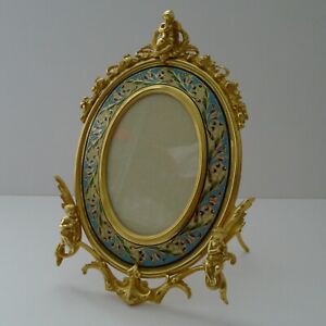 Fine Antique French Gilded Bronze And Champleve Enamel Photograph Frame C 1890