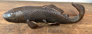 Bronze Figurine Sculpture Koi Fish Asian Chinese Japanese Antique Signed Help 