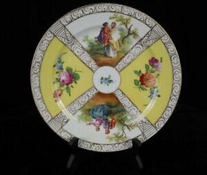 Rare Antique Dresden Plate By Carl Thieme Yellow 