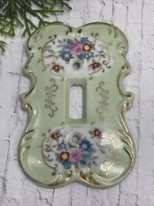 Vintage Arnart Japan Porcelain Floral Scroll Light Switch Plate Cover 5 1 4 