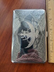 Antique Sterling Silver Siam Niello Enamel Cigarette Case Card Box No Mono 5 
