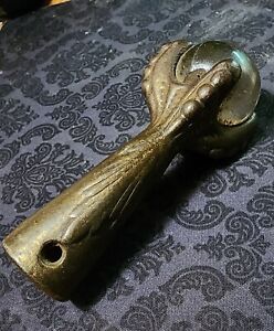 1 Antique Cast Iron Brass Plated Eagle Claw And Glass Ball Foot Replacement Feet