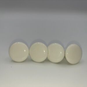 Vintage 1 White Button Flat Round Porcelain Ceramic Cabinet Drawer Small Knobs