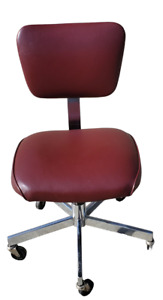 Mid Century Modern Chrome Industrial Age Desk Chair Swivel Rolling Adjustable