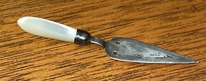 Antique Sterling Silver And Mother Of Pearl Mop Trowel Bookmark Book Page Marker