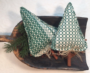Vintage 50 60 S Green White Cotton Coverlet Tree Bowl Fillers Set Of 2