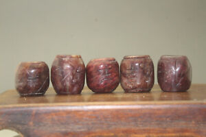 5pc Tibetan Hand Carved Grape Old Jade Bead Antique Pendant L186