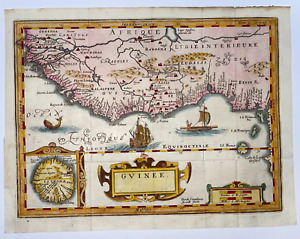 Guinea 1706 De La Feuille Antique Engraved Map 18th Century