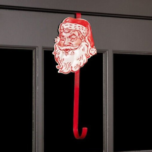 Primitive Vtg Style Retro Red Santa Claus Christmas Wreath Hanger Tin Sign