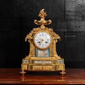 Early Antique French Ormolu And Sevres Porcelain Clock