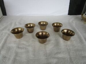 Six 6 Vintage Brass Islamic Middle Eastern Saudi Arabia Cups Dallah Coffee 