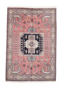 Tribal Medallion One Of A Kind Turkish 6 7 X 9 6 Pink Hand Knotted Area Rug