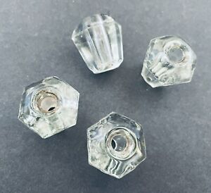 Clear Glass Cabinet Drawer Knobs Or Dresser Pulls Vintage Six Sided Lot Of Four