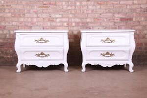 Baker Furniture French Provincial White Lacquered Nightstands Newly Refinished