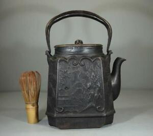 Japanese Vintage Iron Tea Kettle Pot Okuni W 15 H 27 Cm Edo Period