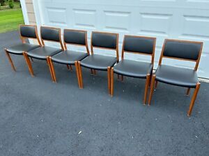 J L Moller Teak Dining Chairs Model 80 Set 6 Danish Modern Chair Exc Cond