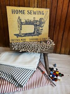 Victorian Primitive Antique Vintage Style Advertise Sewing Machine Fabric Sign