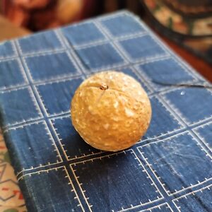 Antique Fruit Stone Miniature Orange Rare Wood Stem Alabaster 1 1 2 