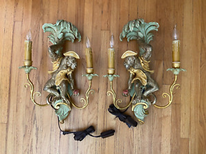 Rare Vintage Wall Sconce Light Wall Lamp Pair Pirate Monkey France