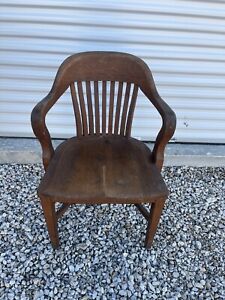 Vintage Court House Bank England Style B L Marble Oak Office Chair 1900 S
