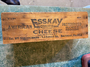 Vtg Antique Esskay Sk Food Baltimore Maryland Md Cheese Wood Wooden Box Crate