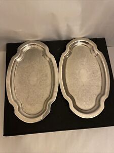 A S R Silver Plated Serving Tray Lot Of 2