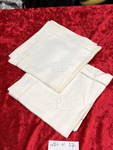 No 27 Superb Pair Of Pillowcase Pillow Pure Linen Monogram P B Linen Antique