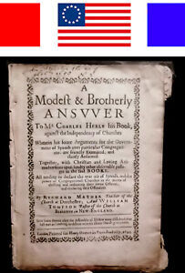 1644 Richard Mather New England Church Bay Psalm Book Bible Cotton Witch Trials