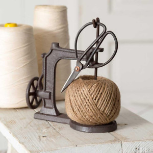 520057 Sewing Machine Jute Twine Ball String And Scissors Holder Set Vintage In