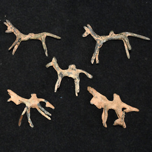 5 Genuine Ancient Near Eastern Luristan Bronze Animal Figurine Circa 1800 600 Bc