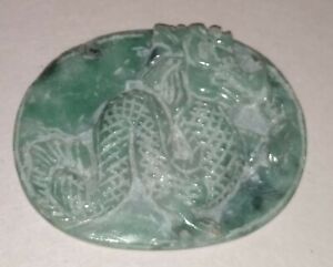 Chinese Hand Carved Jade Dragon Amulet 