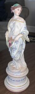Antique French Continental Porcelain Bisque Parian Figurine Of Lady