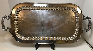 Large Vintage Leonard Silver Plate Butler Tray 24 Ornate Handles And Feet