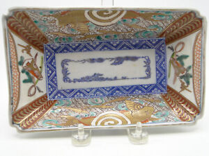 Antique Chinese Oriental Porcelain Polychrome Dish Rectangle7 3 4 X 4 3 4in