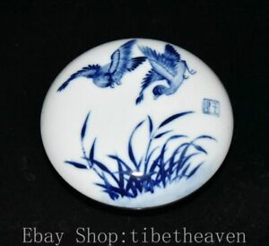 5 Rare Marked Old Chinese Blue White Porcelain Flower Bird Jewelry Box