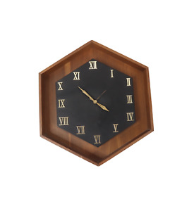 Vtg 70s Mid Century Modern Mcm Howard Miller Wood Roman Numeral Wall Clock Usa