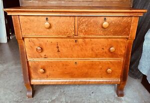 Antique Vintage Birdseye Maple Chest Of Drawers Dresser