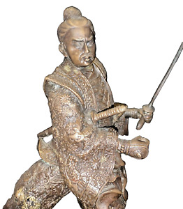 13 Tall Decorative Antique Bronze Japanese Samurai Warrior Statue