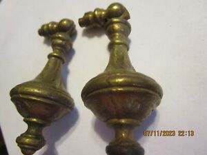 Pair Of Vintage Brass Drop Drawer Pulls Marked A7750 Heavy