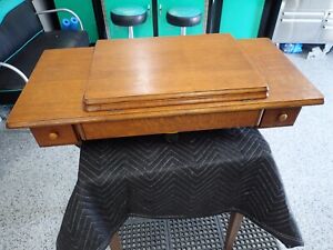 Vintage Singer Treadle 201 Sewing Machine Cabinet Complete Top Oak Super Nice